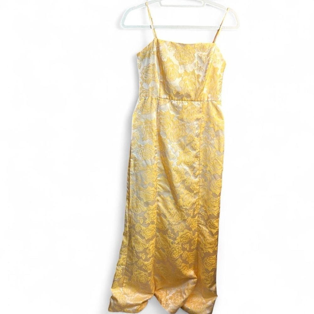 Lulus Bright Blooms Champagne Yellow Floral Jacquard Maxi Dress💛 Small - Picture 3 of 12